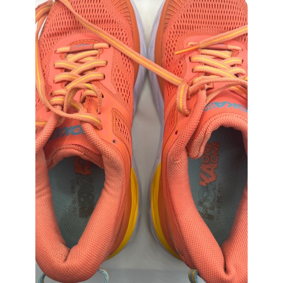 Hoka Bondi 7 Women Coral‎ Yellow Running Shoes Sz 5.5 - Picture 6 of 8